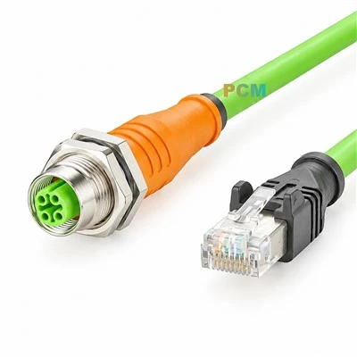 M12 D kód aljzat RJ45 Ethernet kábelhez