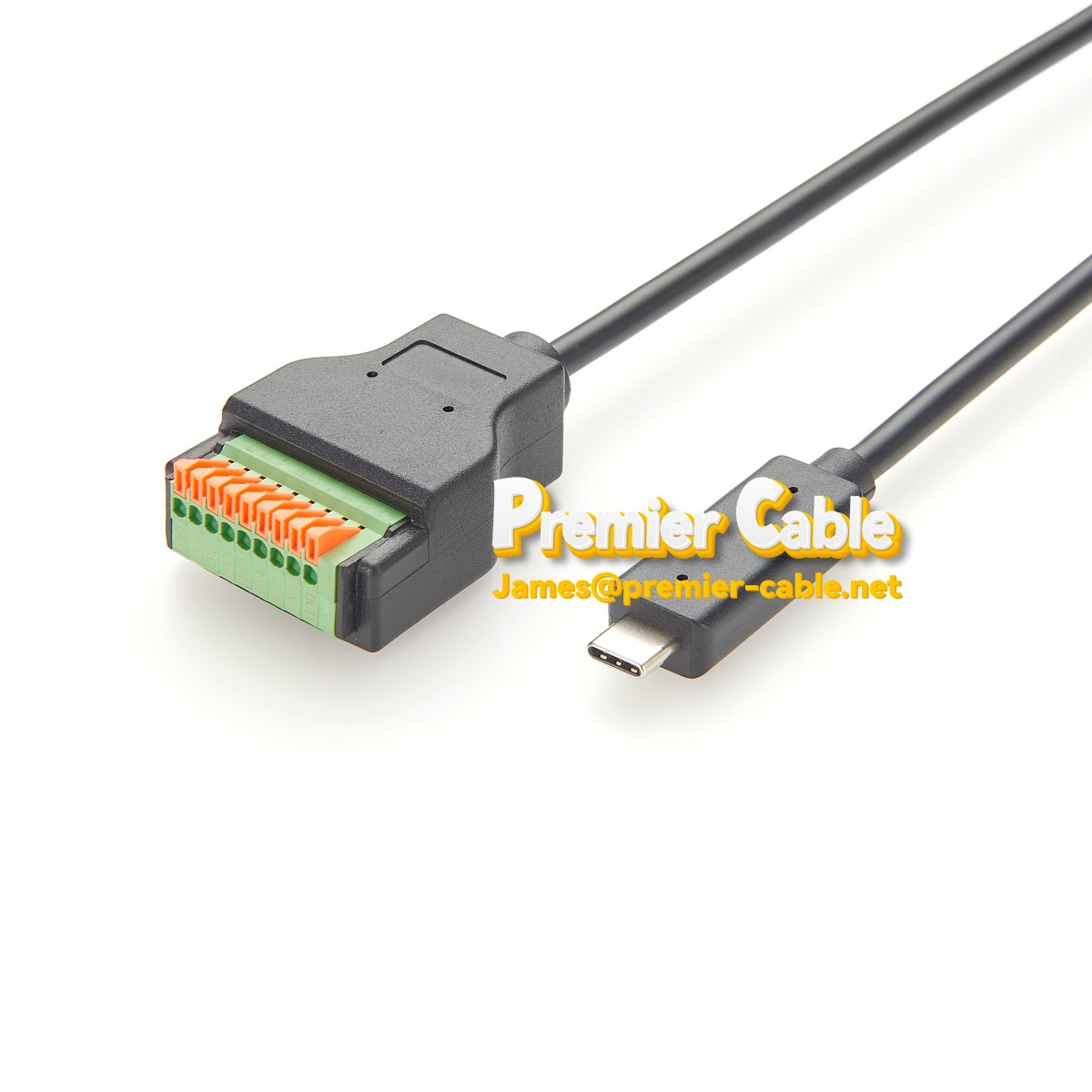 USB-C USB-A-RS232 soros kábelhuzal vége